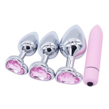 Crystal Jewelry Heart Stainless Steel Butt Plug Dildo / Bullet Vibrator Anal Plug Sex Toys - EVE's SECRETS